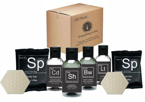 Vacation Rental Supplies Manuka 50 of Each - Branded Amenities by Custom Amenities Inc.