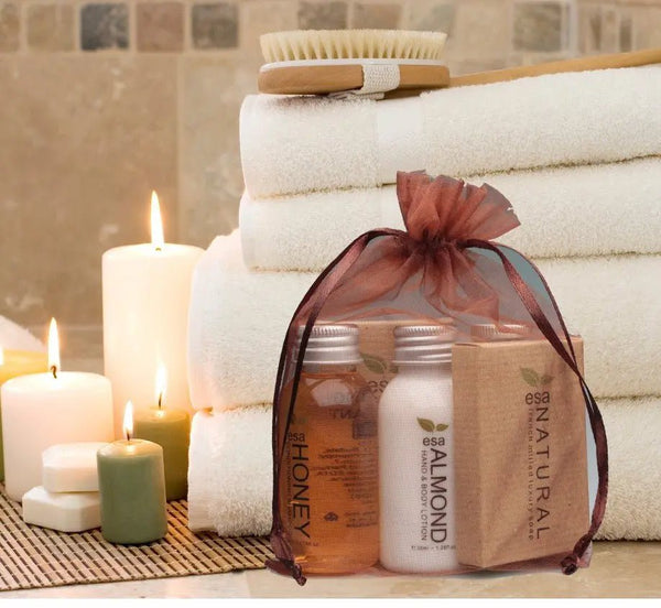Toiletry Kit ESA Organza bag ESA 10pk - Branded Amenities by Custom Amenities Inc.